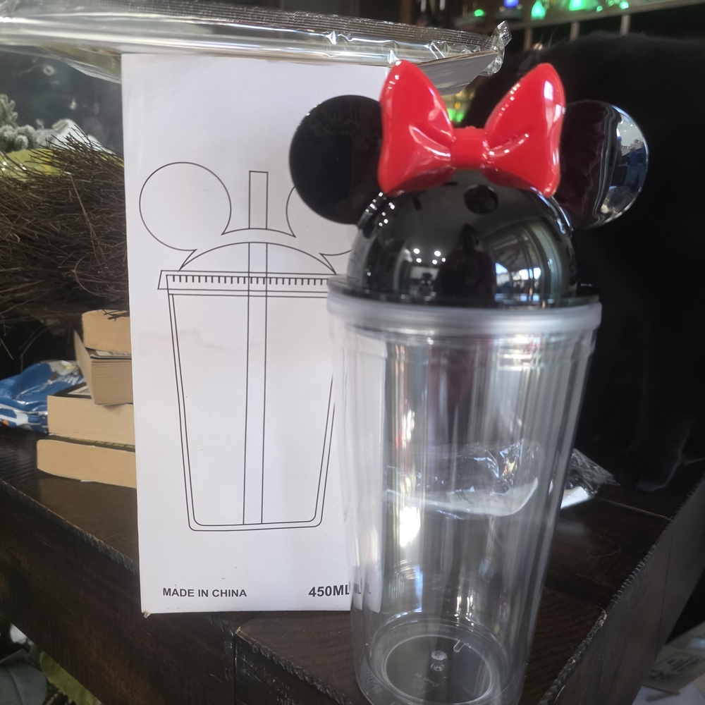 Black and Red Bow Mouse Ear Tumbler